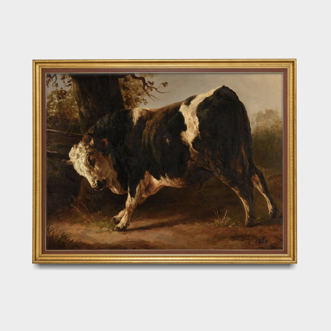 Printed And Shipped Vintage Animal Print Antique Bull Painting Farm Animal Art Farmhouse Decor Fine Art Physical Art Print - Image 3