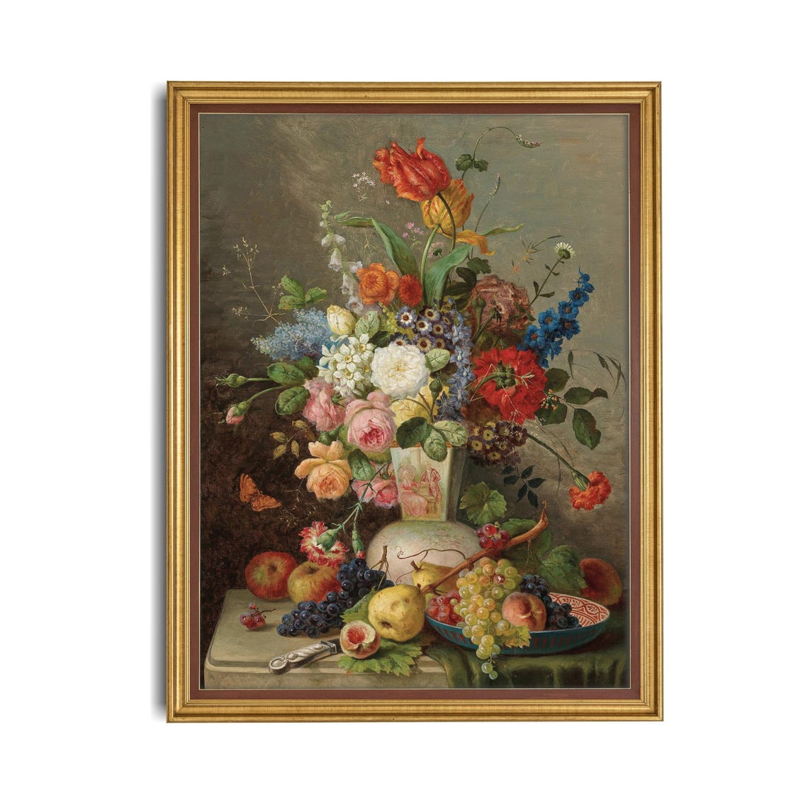 Classic Floral Still Life with Fruit Vintage Dutch Style Poster - Image 4