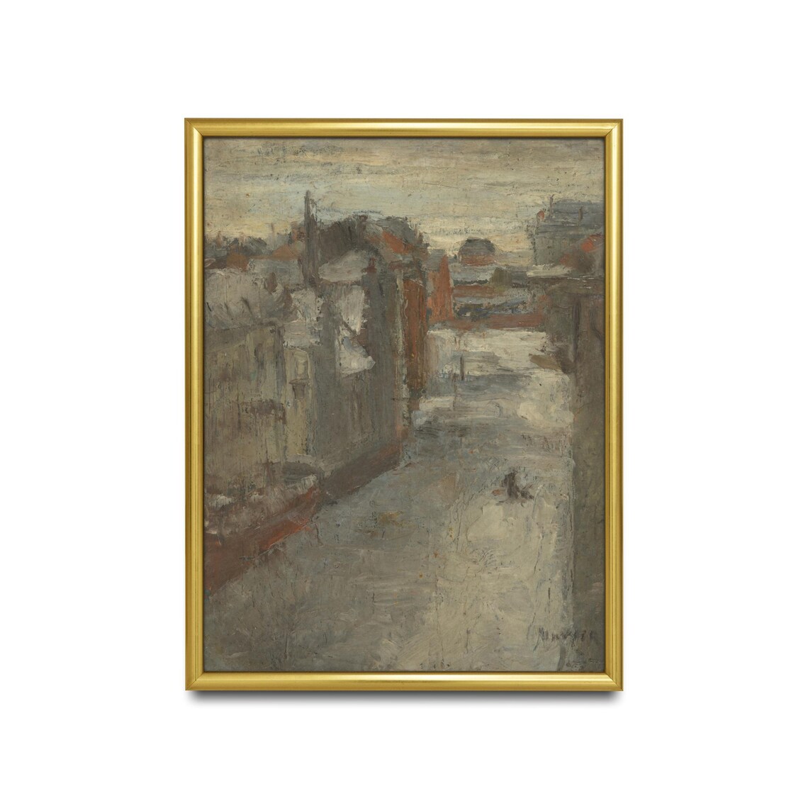 Snowy City Street in Winter Impressionist Cityscape Vintage Poster - Image 2