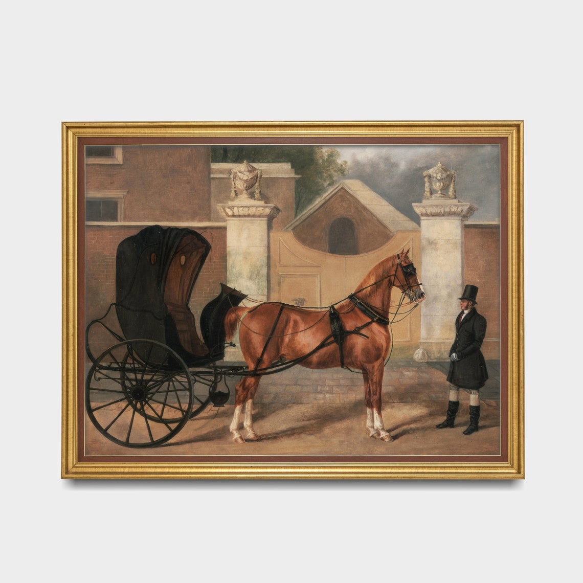 Vintage Horse Painting Antique Horse Carriage Print Moody Wall Art Oil Painting Print 18th Century Art - Image 4