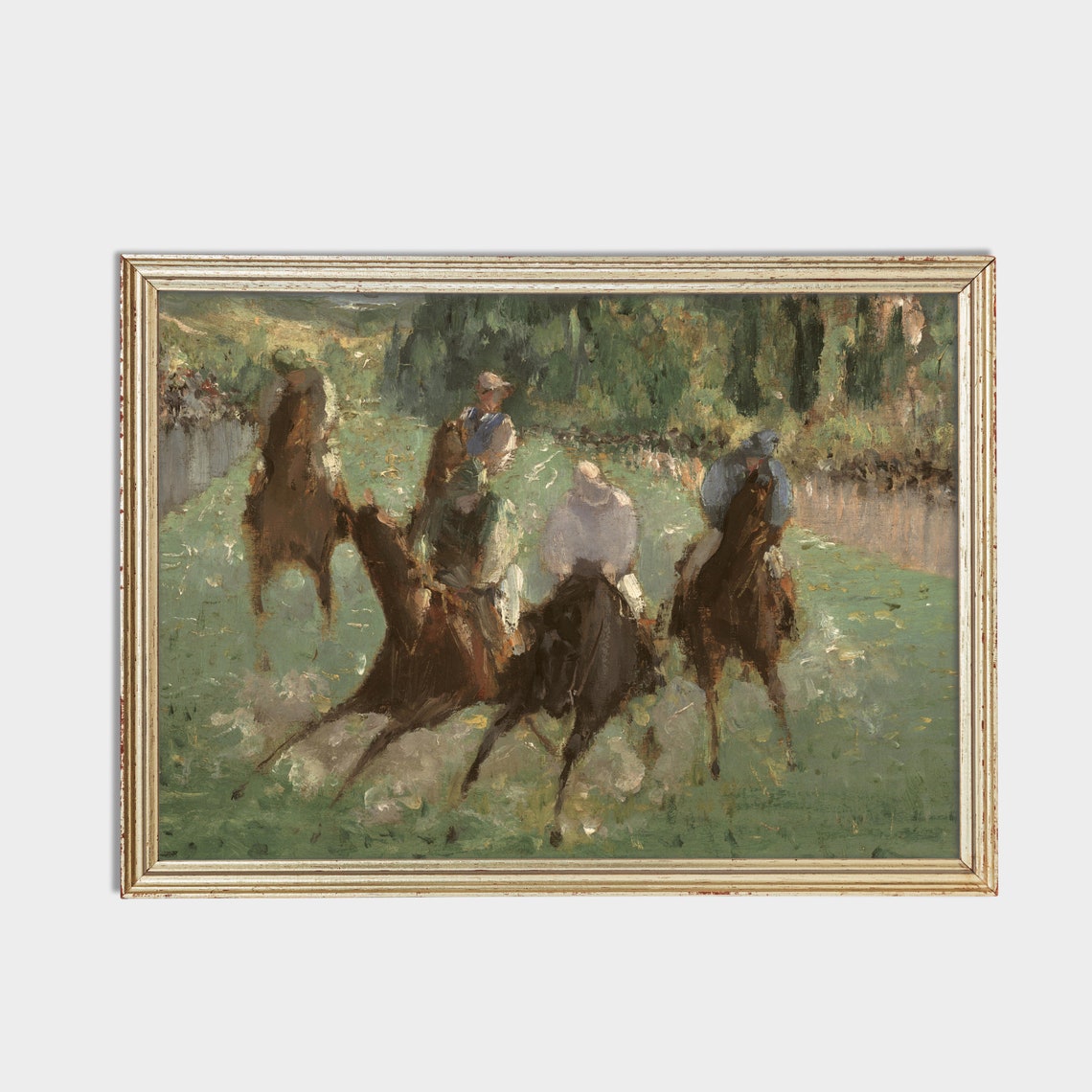 Jockeys Racing Galloping Horses Impressionist Sports Painting Poster - Image 2