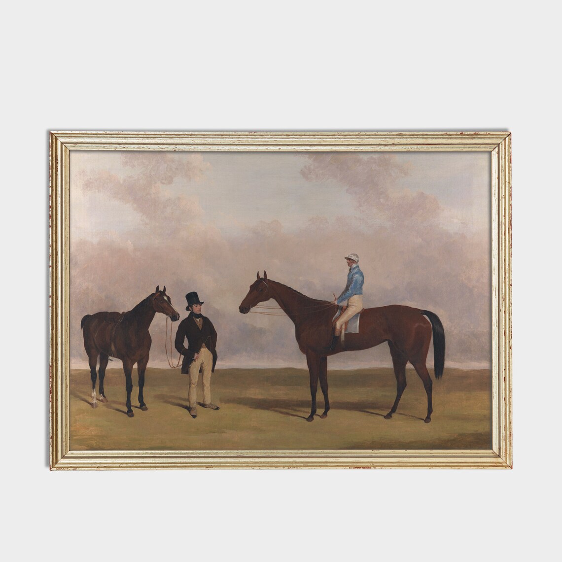 Two Bay Racehorses With Jockey And Gentleman English Sporting Poster - Image 2