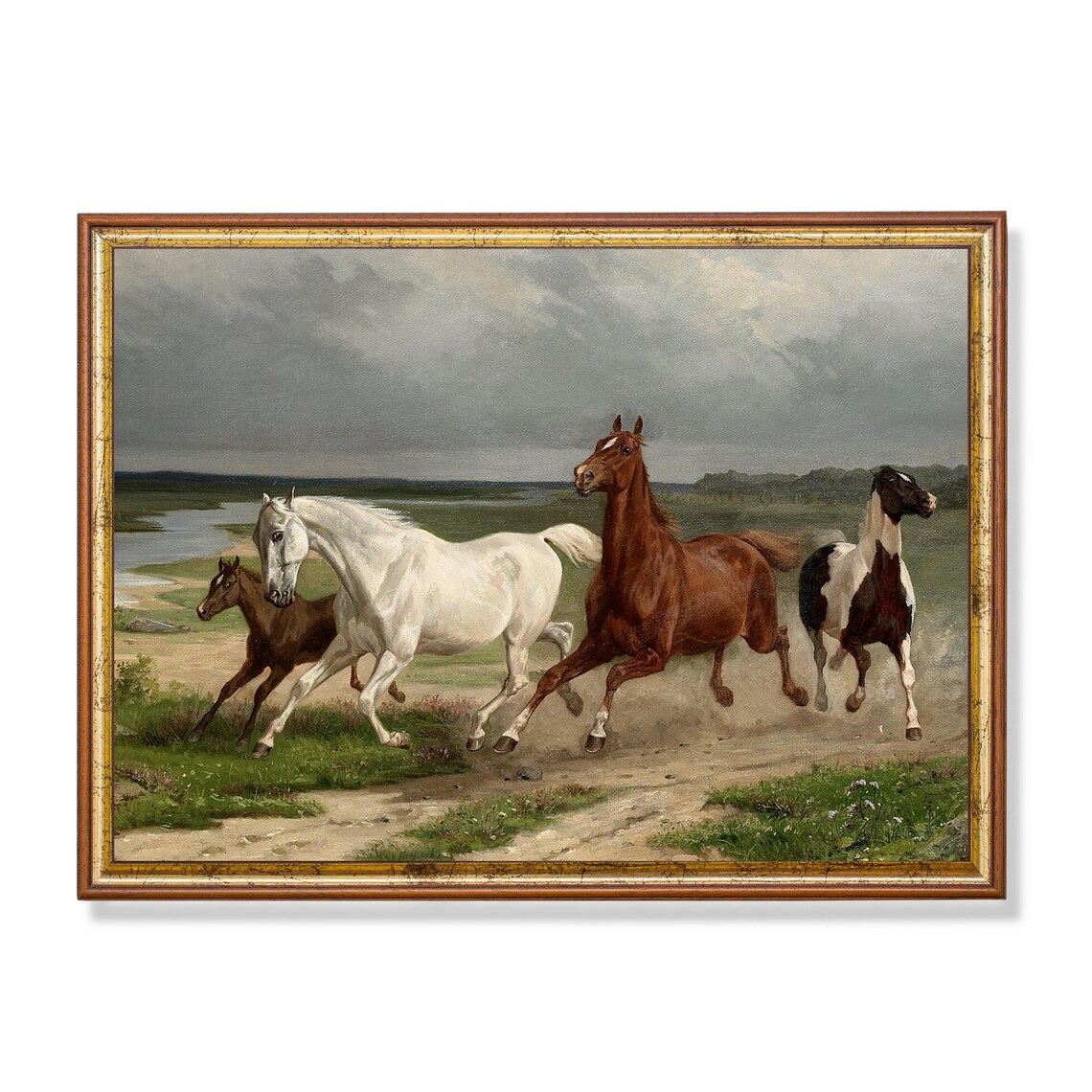 Vintage Horse Painting, Farmhouse Decor Art Print