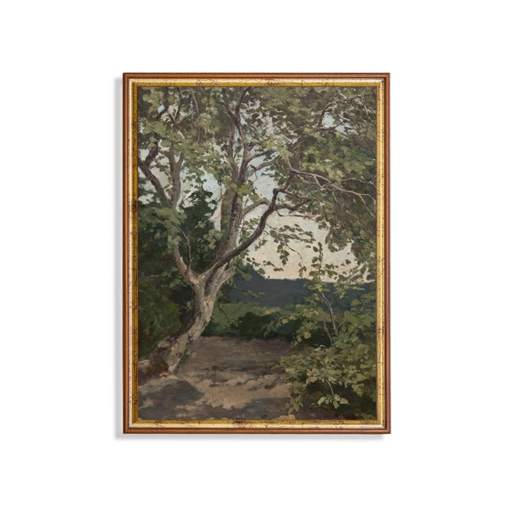 Mailed Print Vintage Landscape Painting Antique Tree Print Nature Wall Art Farmhouse Decor Fine Art Printed And Shipped
