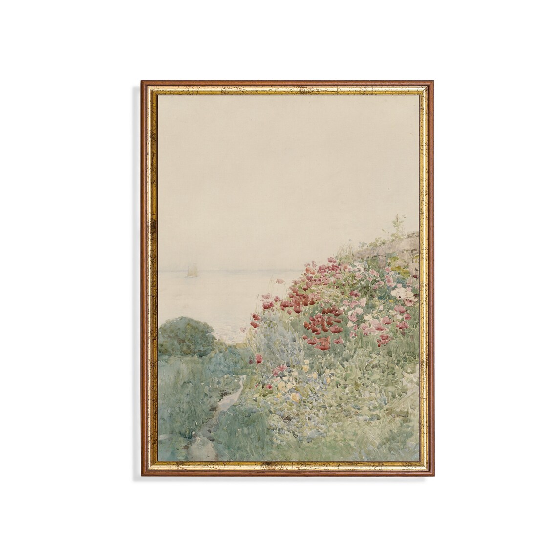 Antique Poppy Field Vintage Landscape Art Print