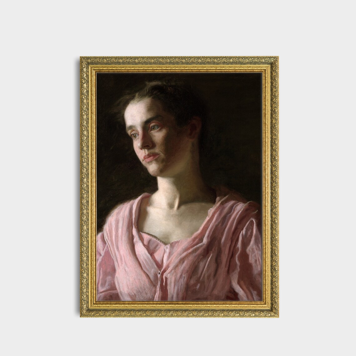 Vintage Young Woman Portrait Pink Blouse Antique Romantic Wall Art - Image 3