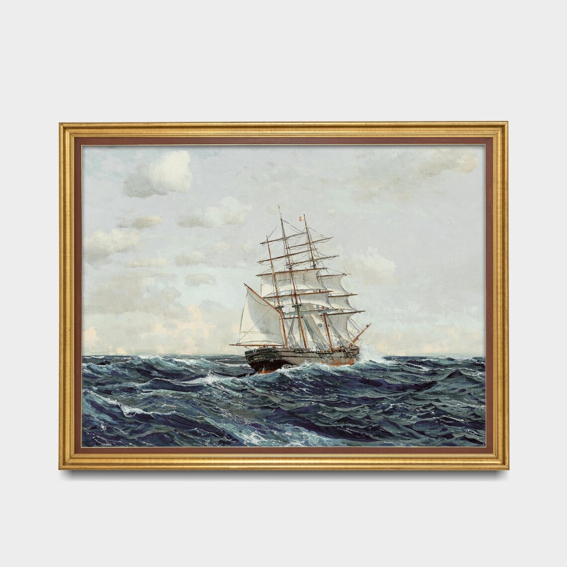 Vintage Sailing Ship Painting, Rustic Seascape Art Print - Image 3