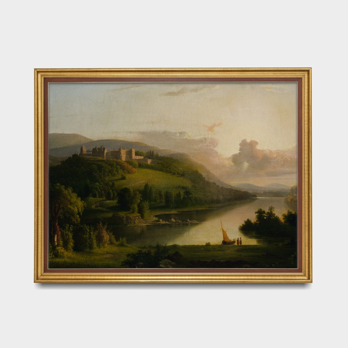 Lake Painting Vintage Wall Art Country Landscape Dark Moody Living Room Decor Art Oil Painting Print - Image 5