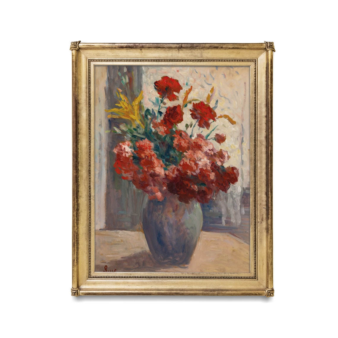 Vintage Still Life With Flowers Antique Floral Painting Bouquet Of Flowers In A Vase Instant Wall Art Fine Art - Image 3