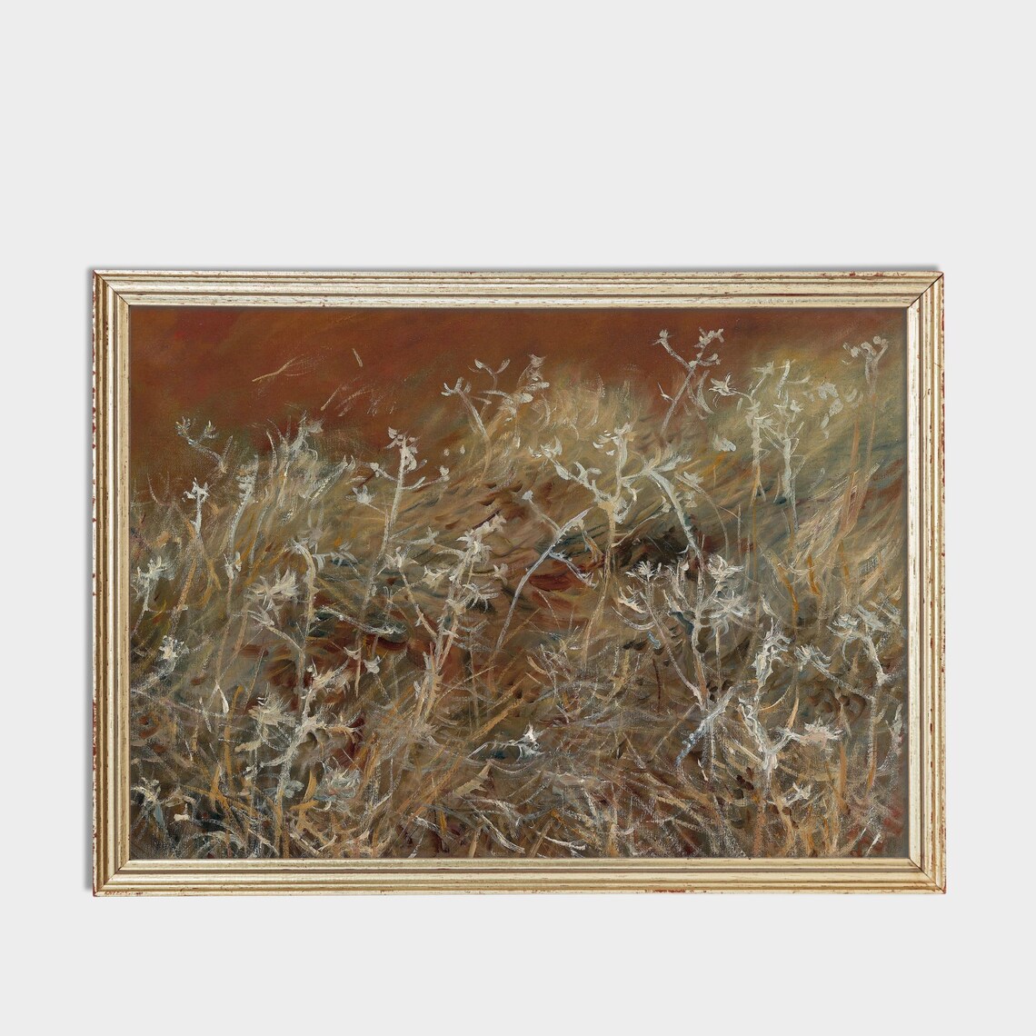 Moody Autumn Thistles in a Wildflower Field Botanical Art Poster - Image 3