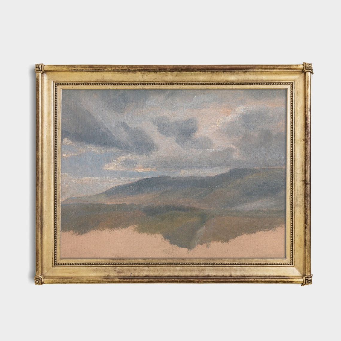 Cloud Study Over Rolling Hills Vintage Sky Sketch Painting Poster - Image 2
