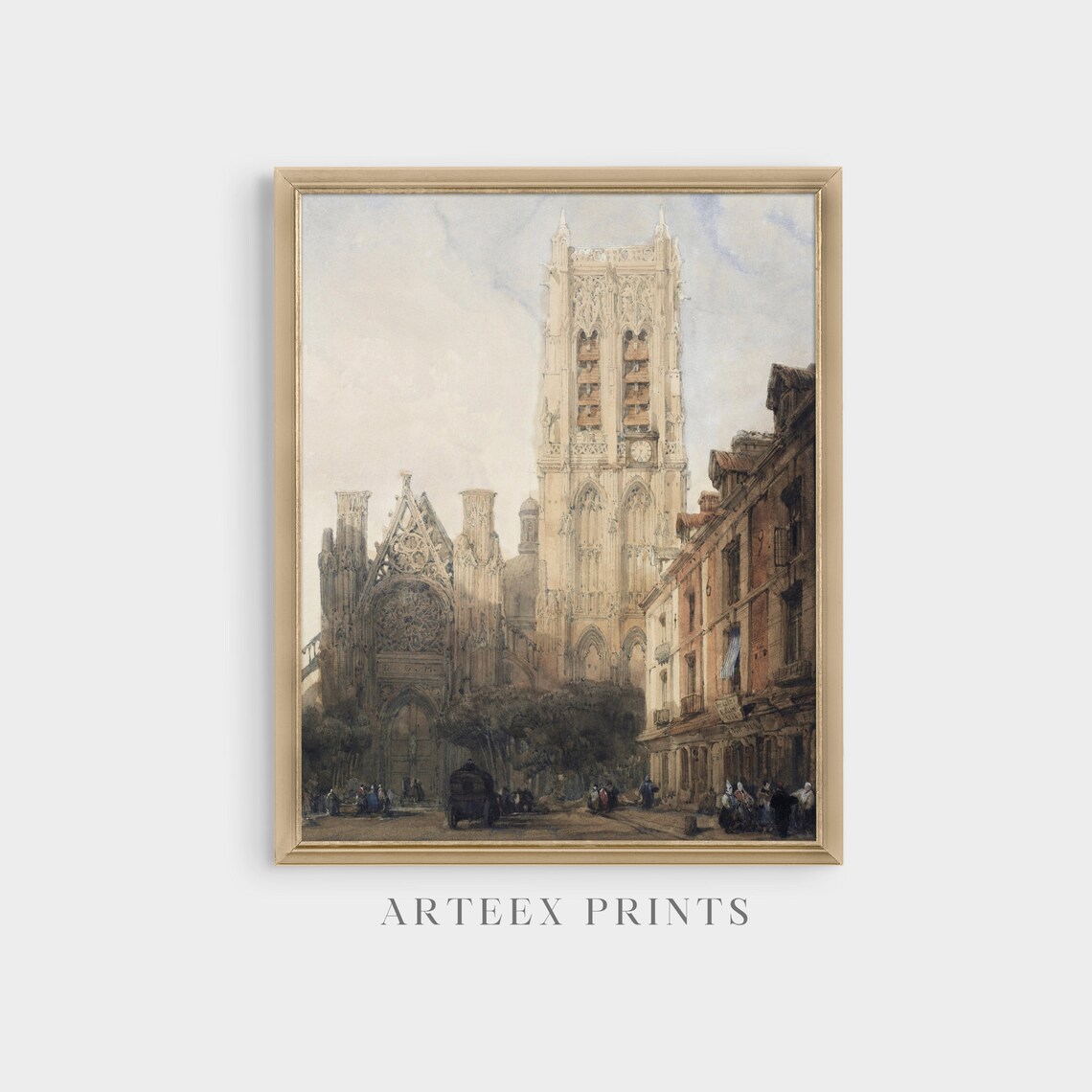 Gothic Church Tower in an Old European Town Vintage Travel Poster - Image 4