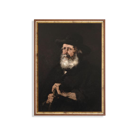 Mailed Print Vintage Gentleman Portrait Antique Old Man Portrait Moody Rustic Oil Painting Print And Ship Fine Art Print