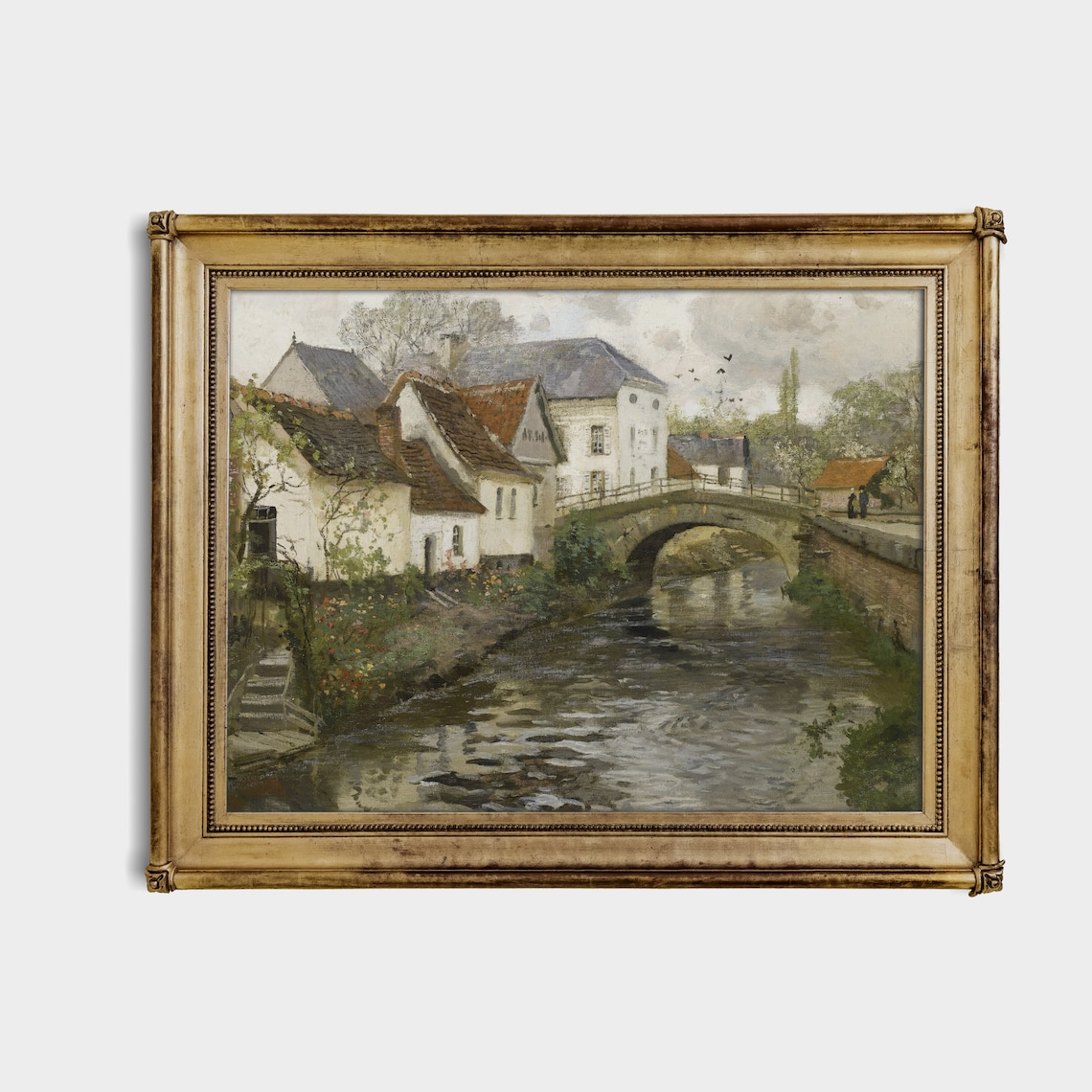 Vintage Countryside Town Art Print, Rustic Farmhouse - Image 2