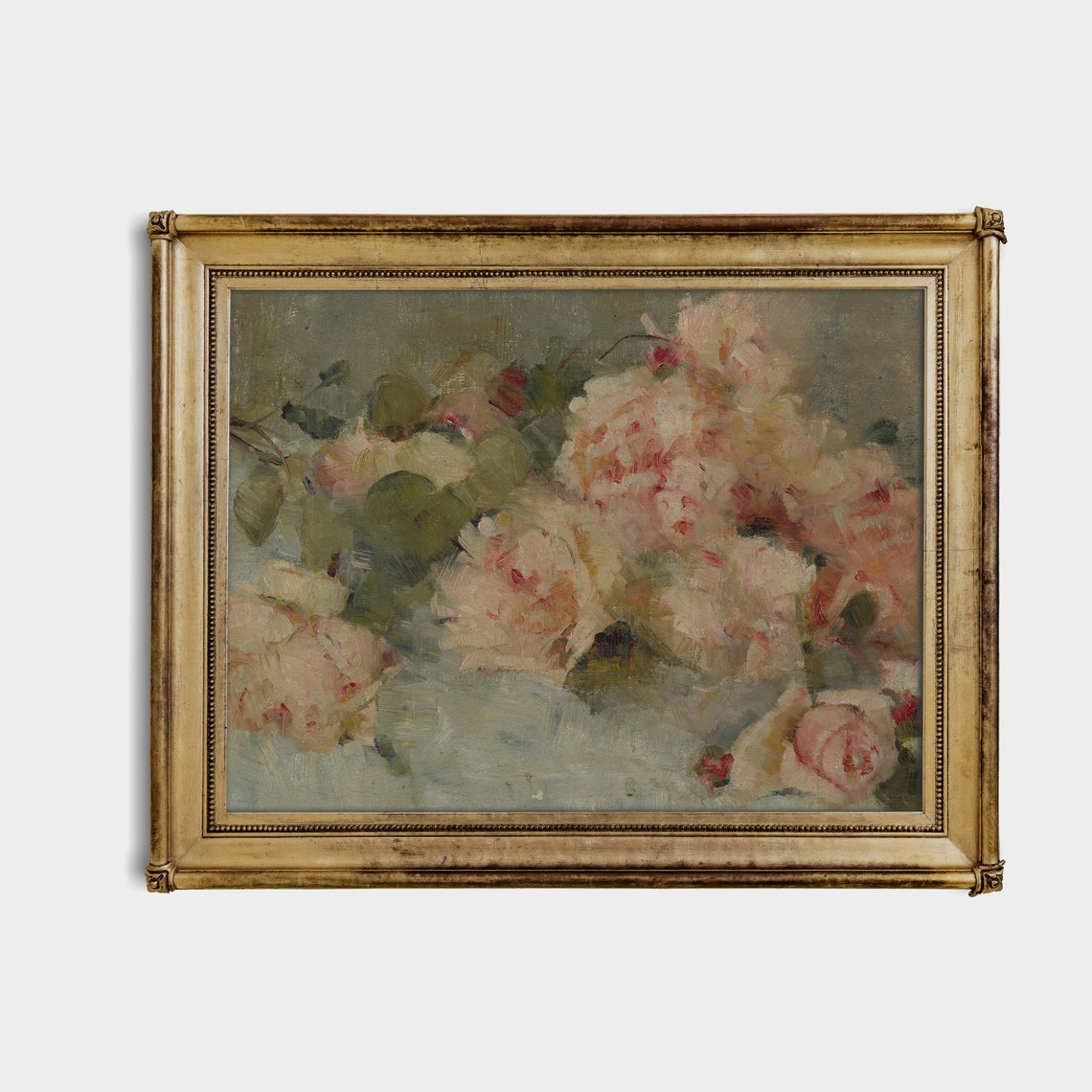 Impressionistic Bouquet of Blush Pink Roses Oil Painting Poster - Image 4