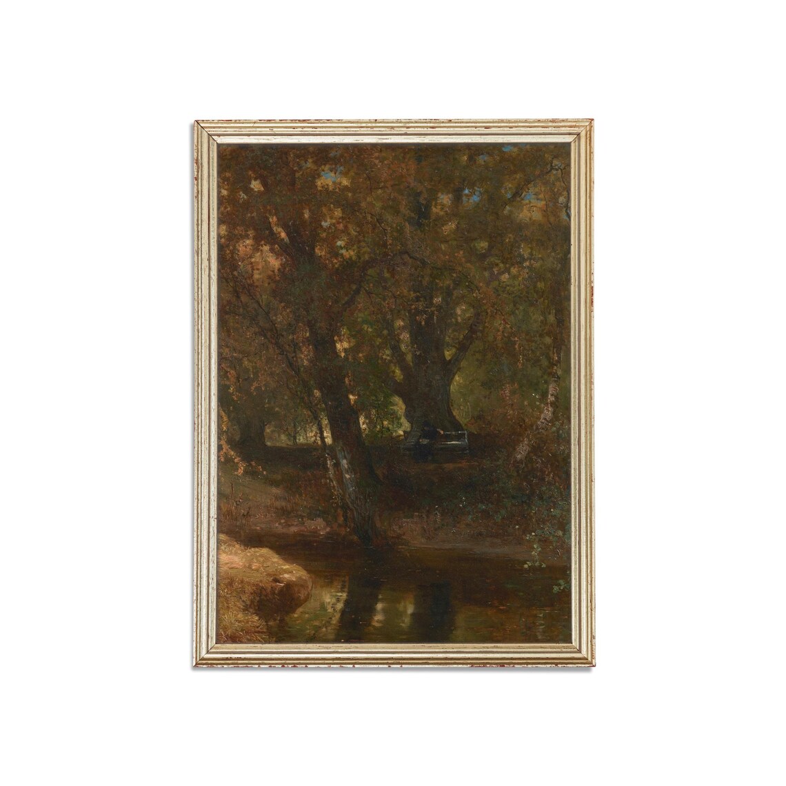 Golden Autumn Woodland with a Wandering Stream Vintage Poster - Image 3