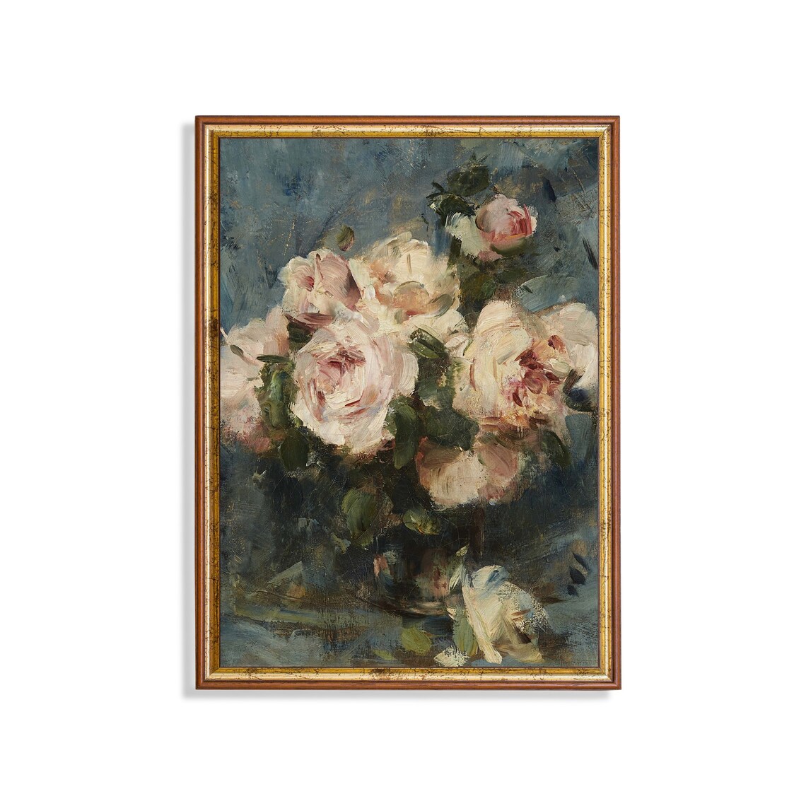 Vintage Roses Still Life, Rustic Oil Painting Print - Image 5