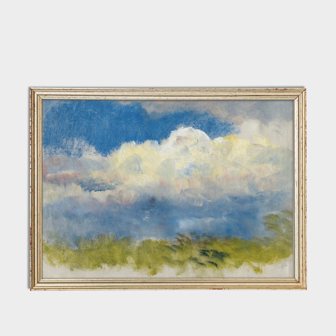 Printed And Shipped Vintage Cloud Painting Antique Cloud Study Sky Fine Print Farmhouse Decor Mailed Print Study Of Spring Sky - Image 3