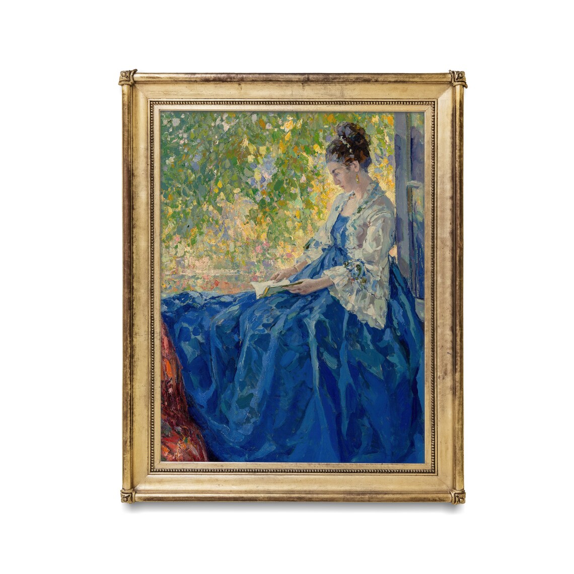Vintage Woman Reading a Book Portrait Art Print - Image 2