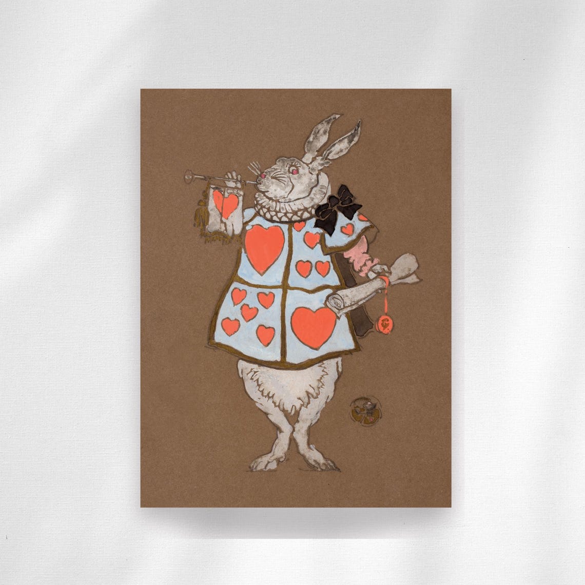 Vintage White Rabbit Alice In Wonderland Storybook Illustration Poster - Image 5