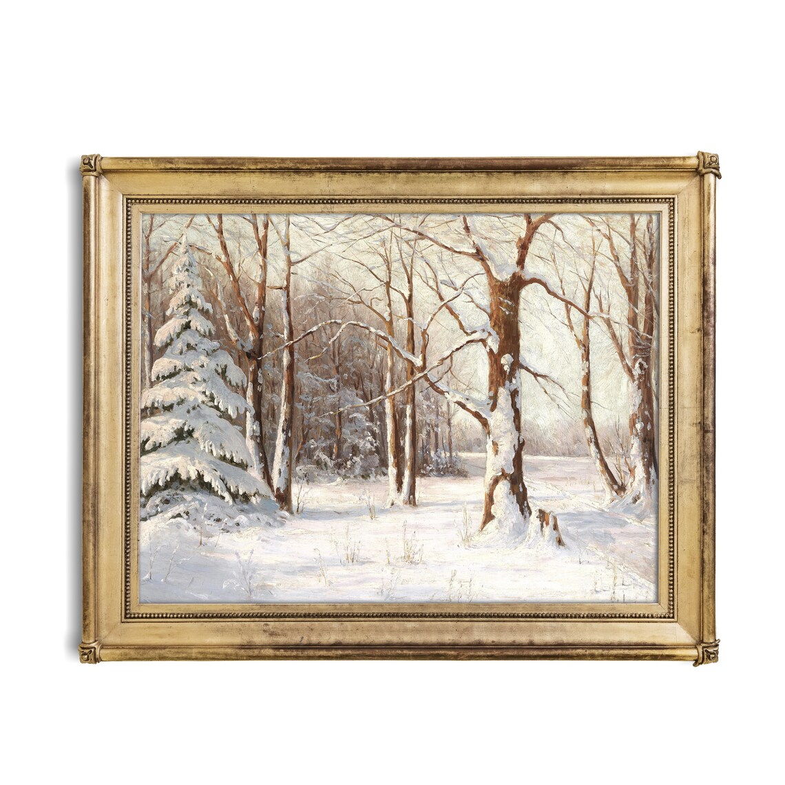 Sunlit Snowy Forest Path Vintage Winter Woodland Landscape Poster - Image 3