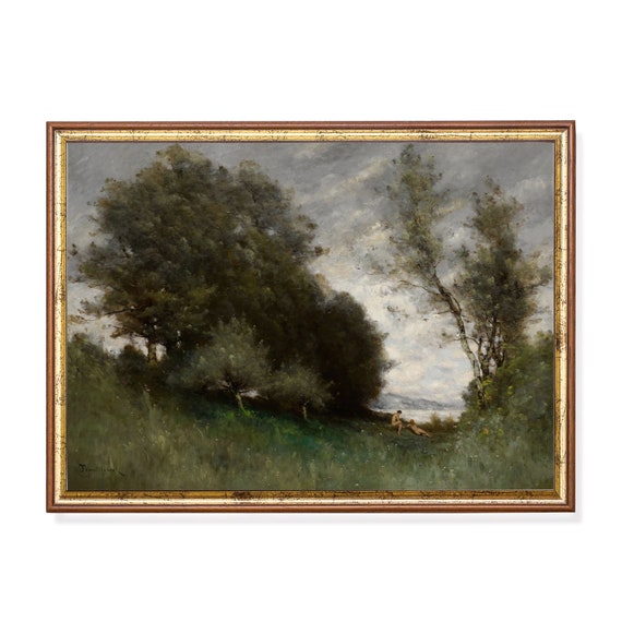 Mailed Print Vintage Landscape Painting Moody Rustic Country Landscape Farmhouse Decor Printed And Shipped Country Scenery