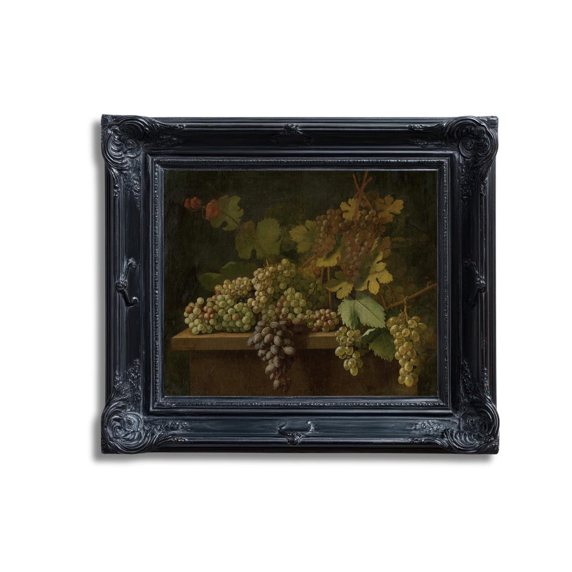 Hanging Grape Clusters on a Ledge Dark Old Master Fruit Poster - Image 5