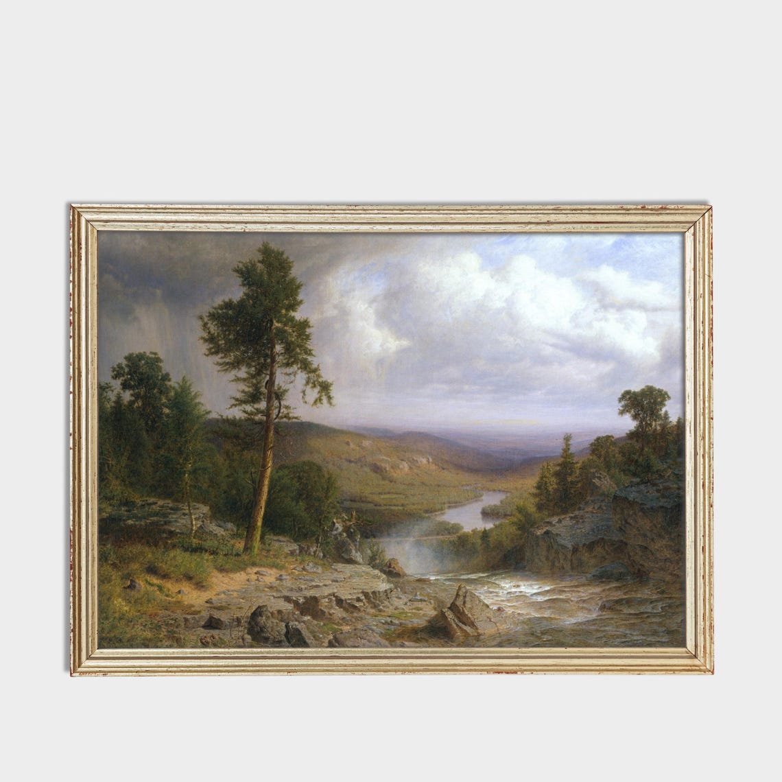 Towering Pine Tree Above Rocky Falls Vintage Wilderness Poster - Image 3