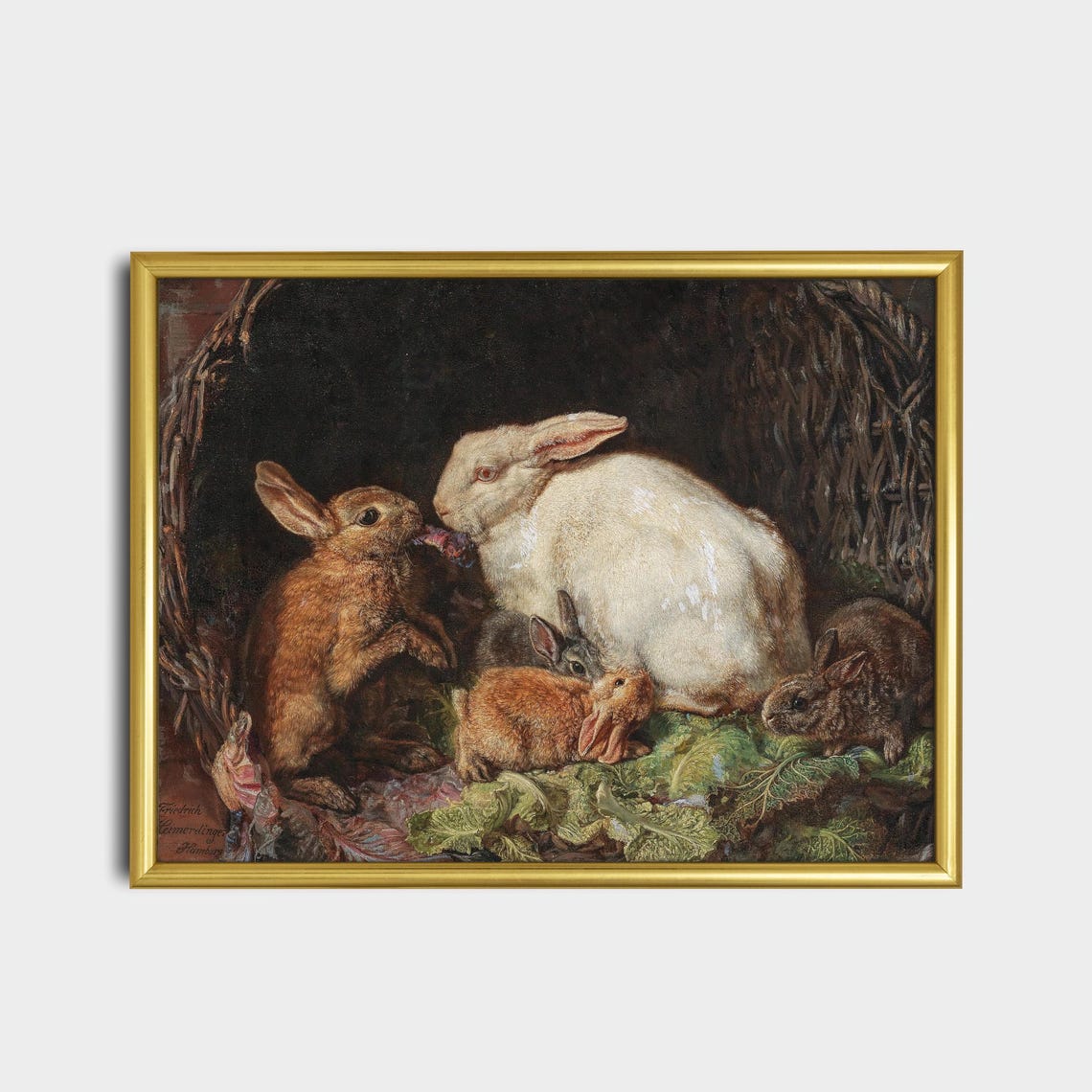 Printed And Shipped Vintage Hare Print Antique Animal Print Animal Lover Gift Farmhouse Decor Physical Prints Family Of Hares - Image 2