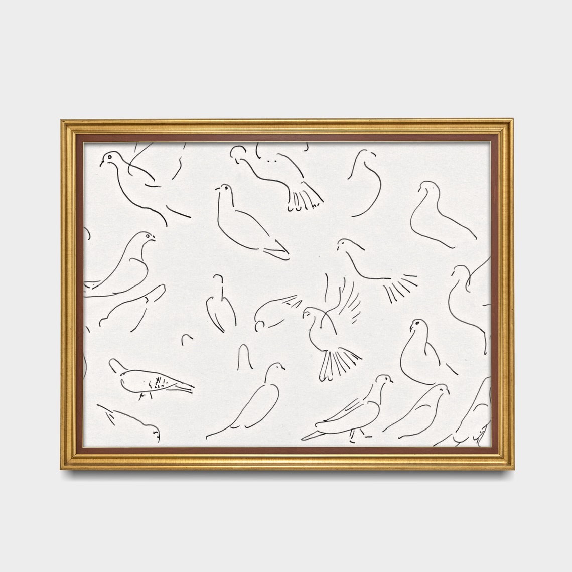 Pigeon Studies Antique Bird Sketch Minimalist Line Drawing Poster - Image 2
