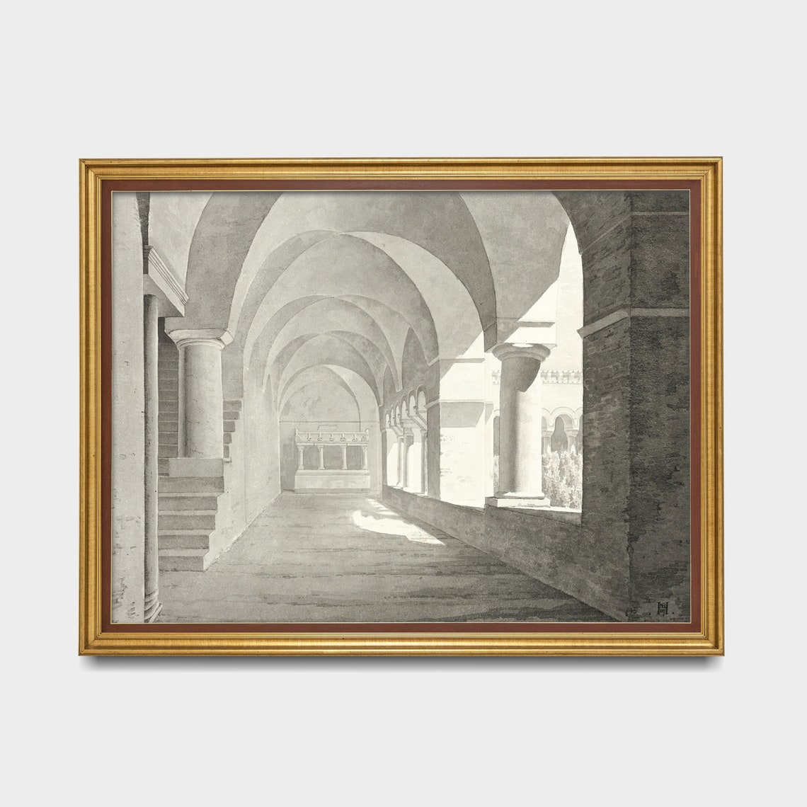 Vintage Architecture Print Neutral Rustic Decor Wall Art Antique Fine Art Print 19th Century Art - Image 4