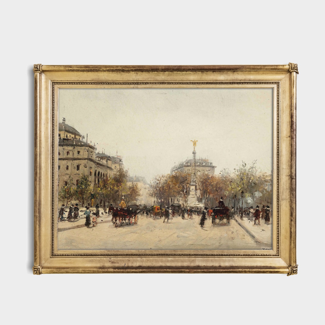 Paris Boulevard with Horse Carriages Vintage Cityscape Oil Poster - Image 4