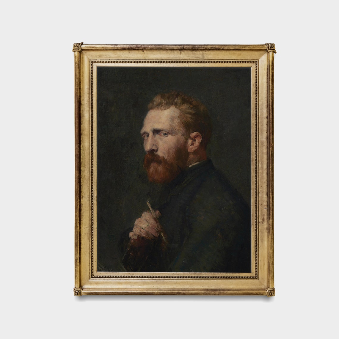 Bearded Gentleman with Pipe Dark Moody Vintage Portrait Poster - Image 2