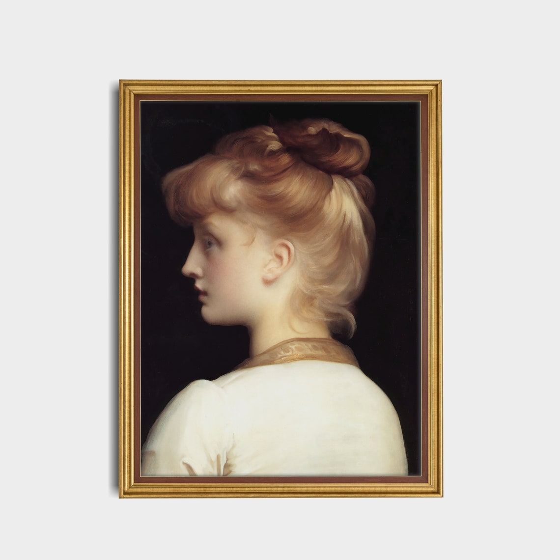 Blonde Girl Profile Portrait in White Dress Classical Poster - Image 5
