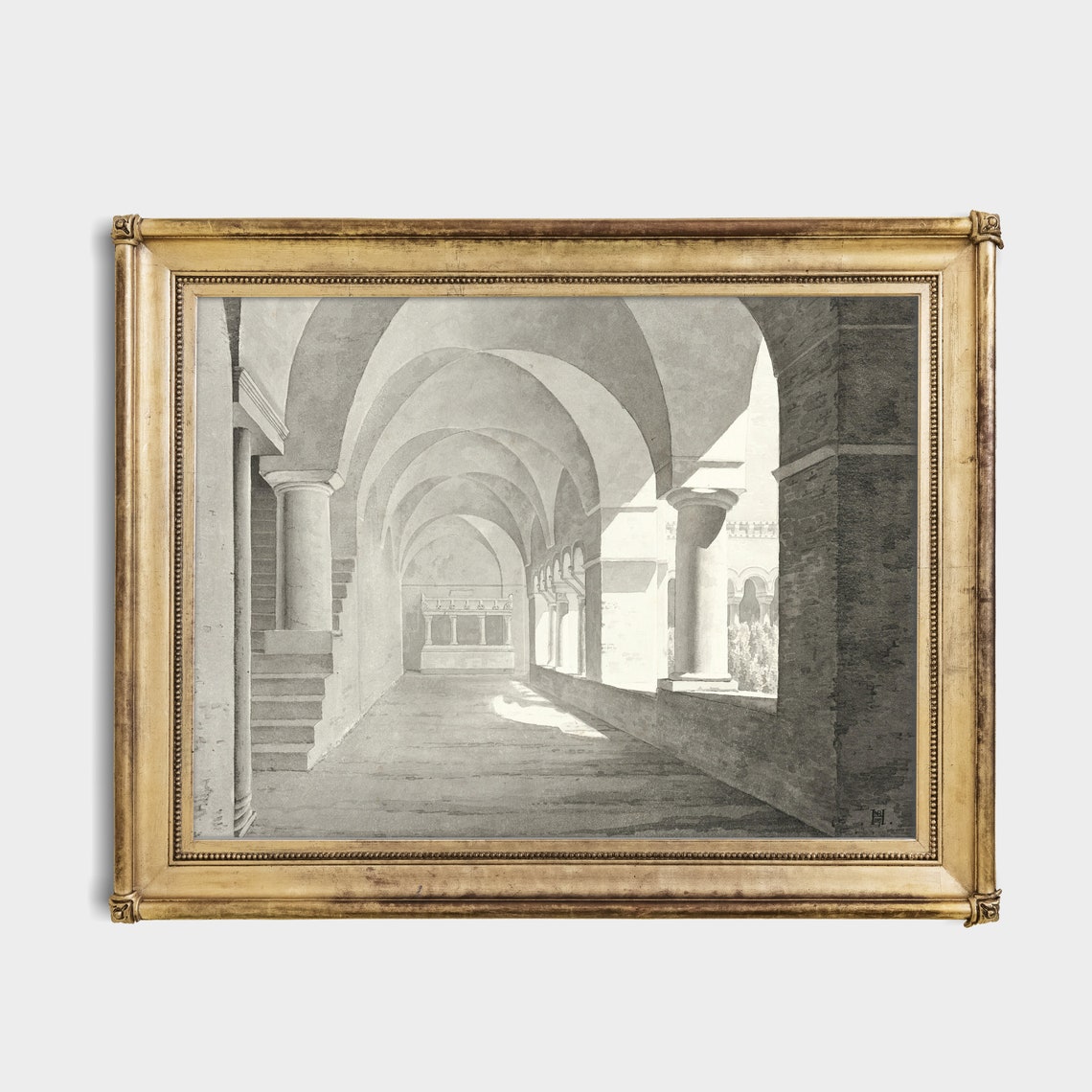 Vintage Architecture Print Neutral Rustic Decor Wall Art Antique Fine Art Print 19th Century Art - Image 3
