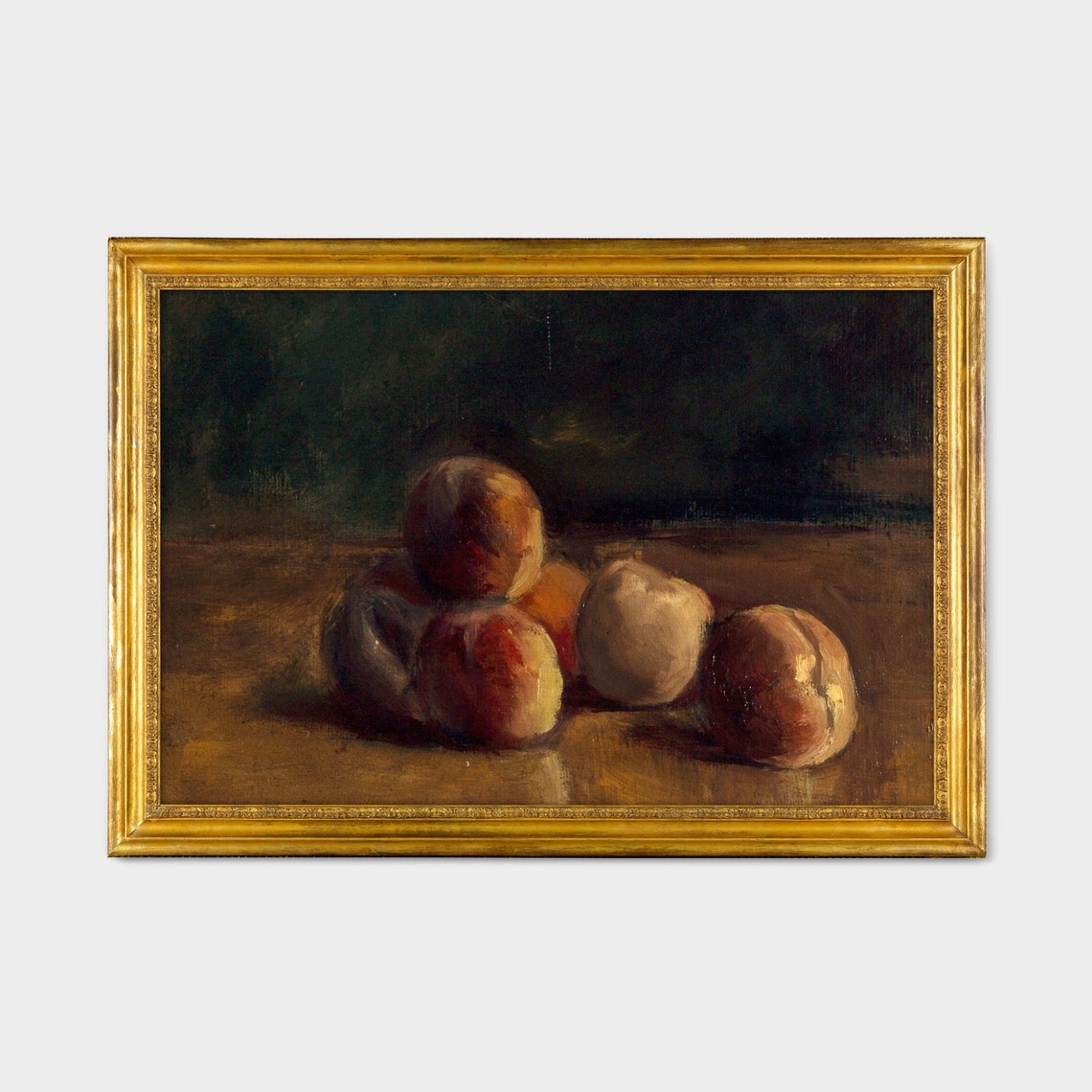 Cluster of Peaches Loose Dark Impressionist Antique Still Life Poster - Image 2
