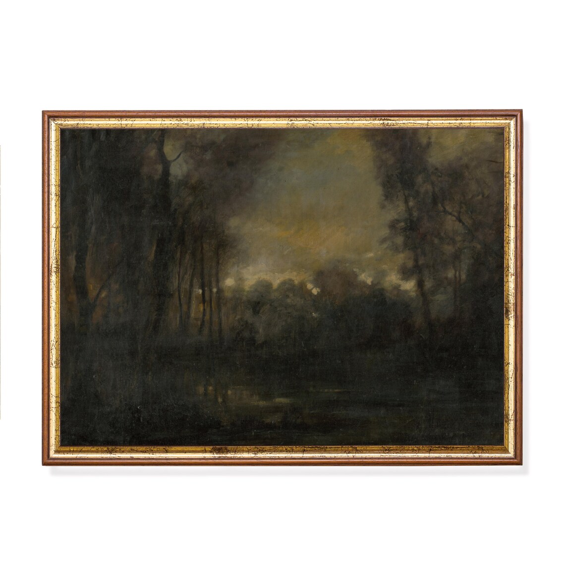 Vintage Forest Landscape Art Print, Dark Academia