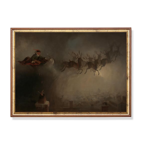 Vintage Santa Claus Art Print, Rustic Christmas Decor