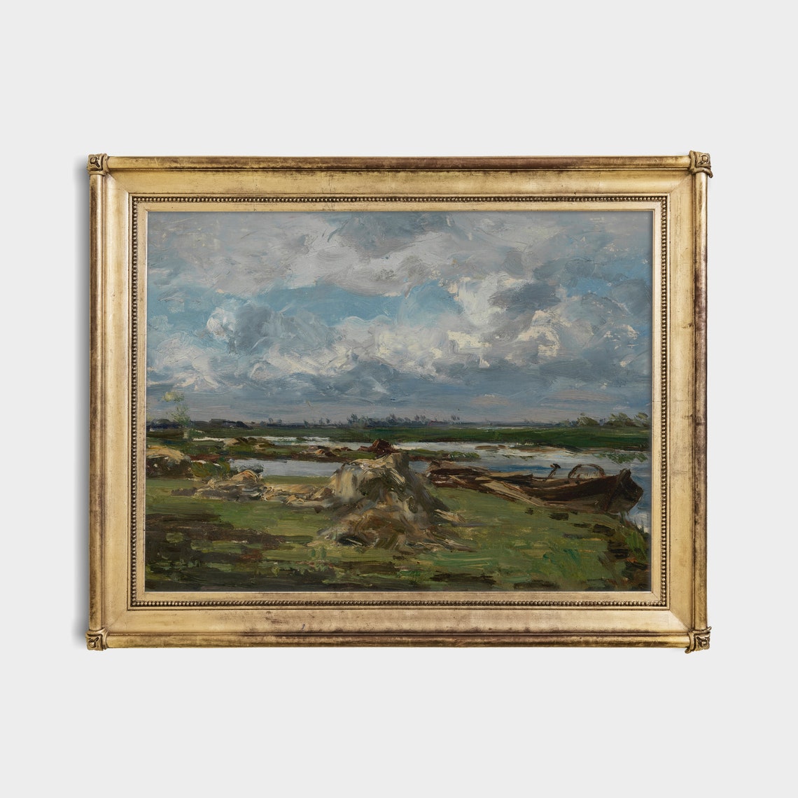 Boats Moored by a Moody Lake Under a Heavy Clouded Sky Poster - Image 2