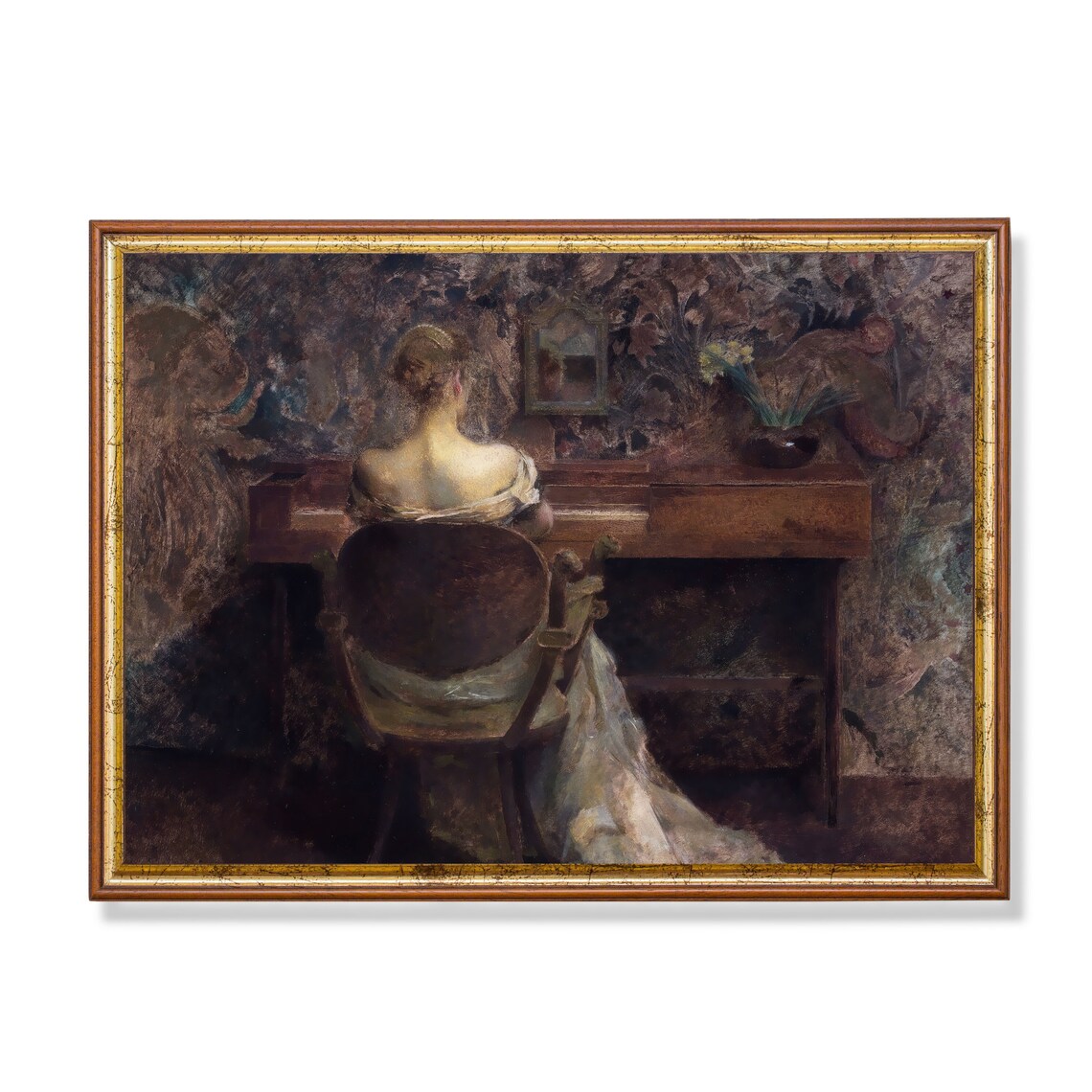 Vintage Woman Playing Piano Antique Portrait Art Print