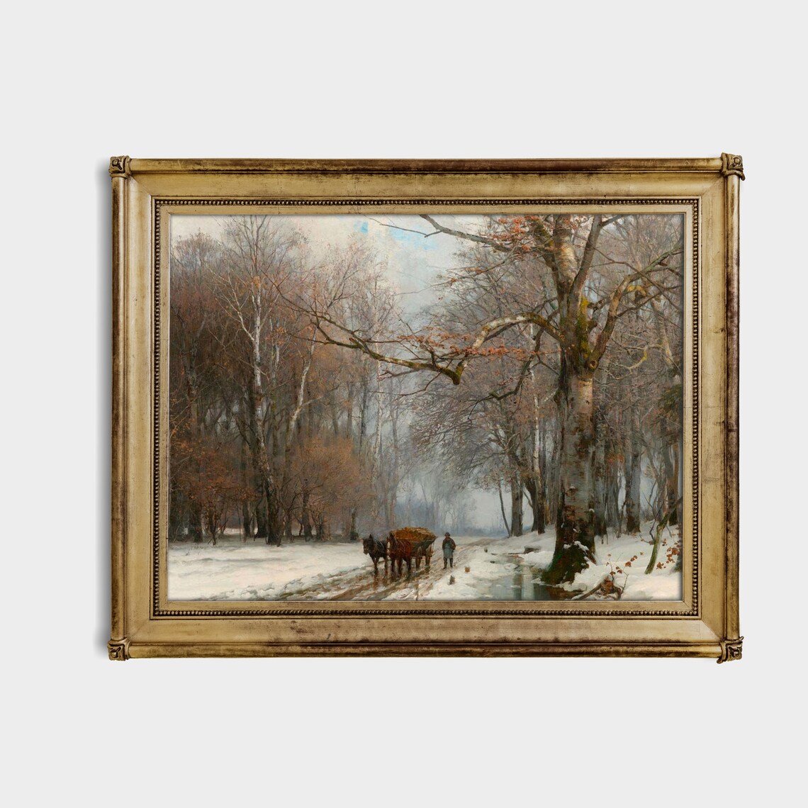 Vintage Winter Sleigh Ride, Rustic Forest Art Print - Image 2