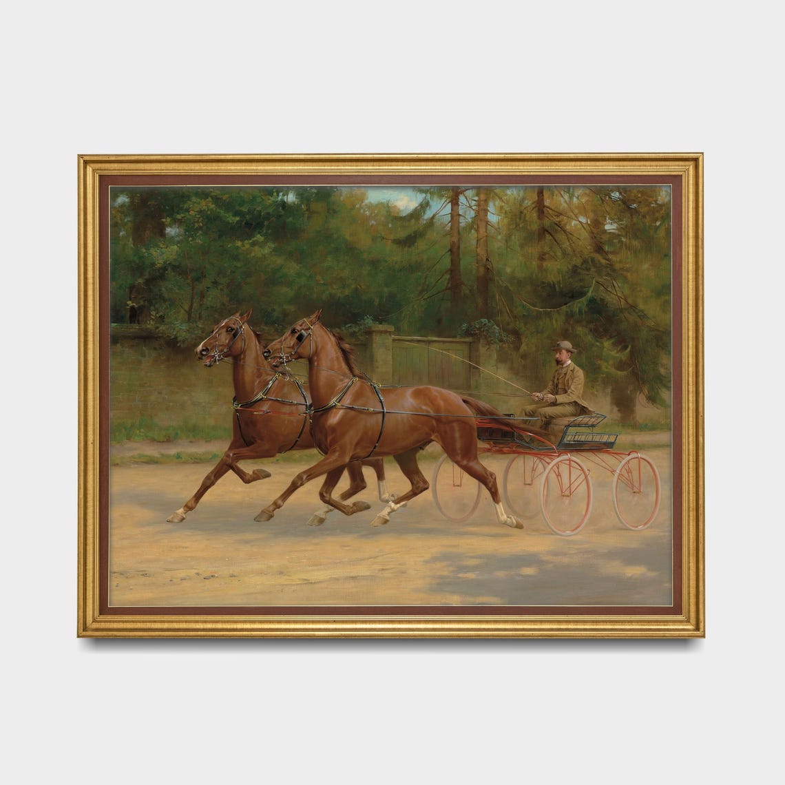 Printed And Shipped Vintage Horse Painting Antique Horse Carriage Print Rustic Art Oil Painting Print Man Driving A Carriage - Image 5