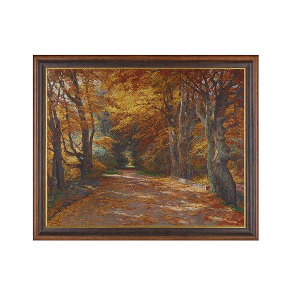 Printed And Shipped Vintage Autumn Landscape Antique Fall Painting Rustic Moody Print Nature Forest Fine Art Physical Prints