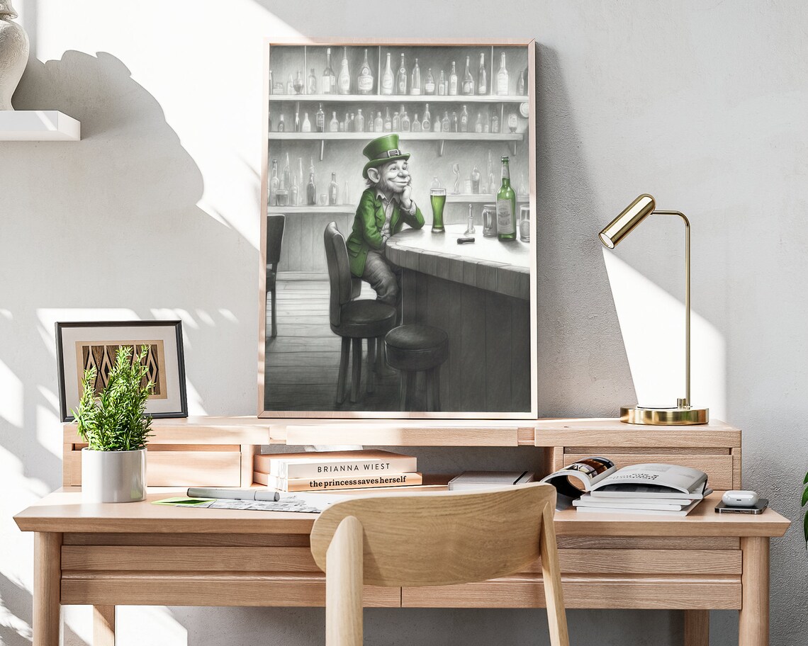 Leprechaun Irish Pub Bar Sketch Green Beer St Patricks Day Funny Poster - Image 4