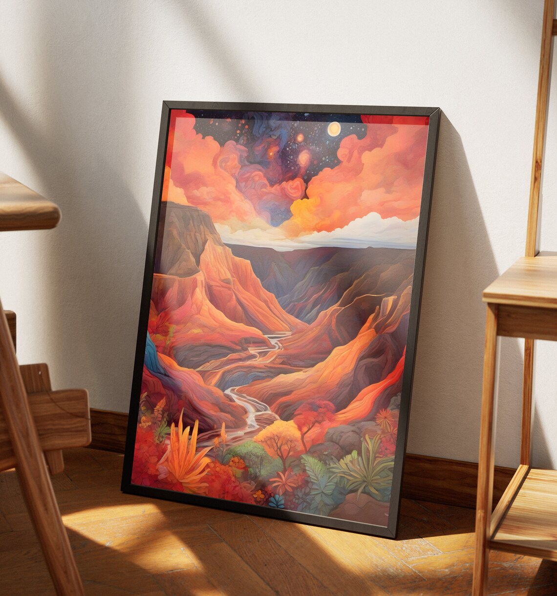 Hawaii Red Canyon Sunset River Valley Fiery Sky Desert View Art Poster - Image 4
