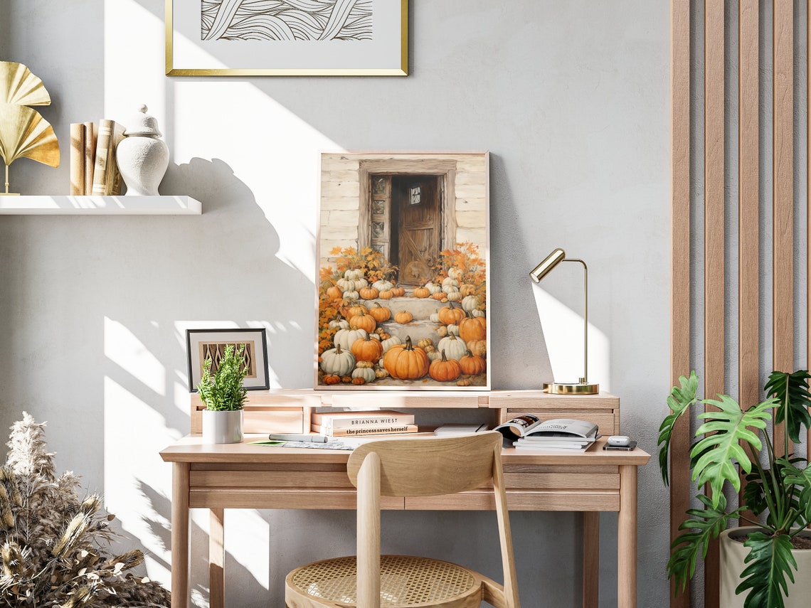 Rustic Wooden Door Pumpkin Steps Farmhouse Fall Decor Poster - Image 4