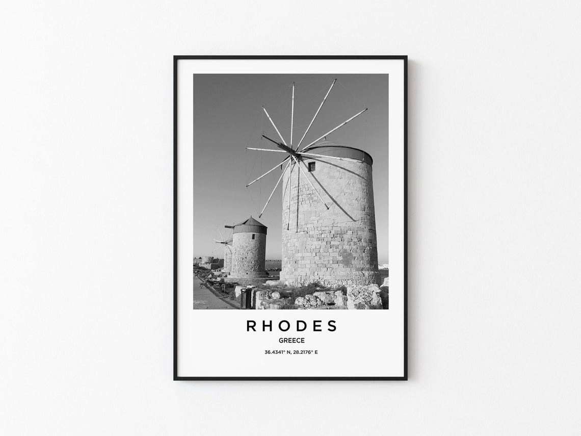 Rhodes Art Rhodes Print Rhodes Poster Rhodes Art Rhodes Photo Rhodes Map Rhodes Painting Rhodes Travel