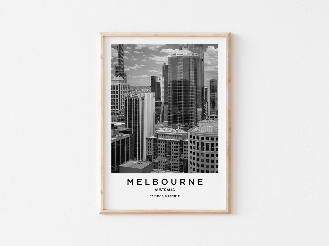 Melbourne Travel Poster Melbourne Print Melbourne Photo Print Black And White Photography Monochrome Travel Photography Melbourne Decor - Image 3