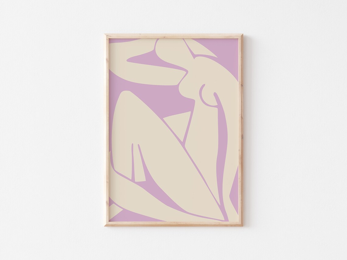 Lilac Abstract Seated Figure Cut Out Matisse Inspired Art Poster - Image 3