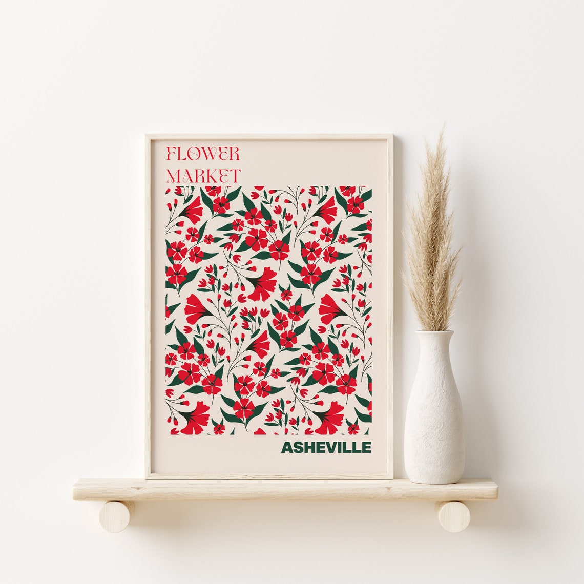 Asheville Poster Asheville Wall Art Asheville Personalised Travel Poster Asheville Flower Market Print Floral Wall Asheville - Image 2